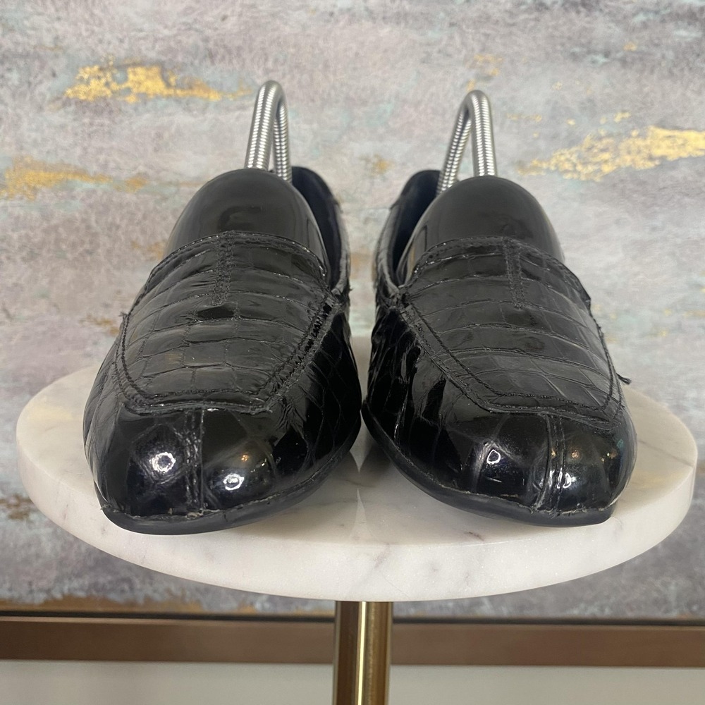 Clarks Collection Shoes Womens Size 8.5 Black Croc Embossed Slip On Loafers - Picture 3 of 11